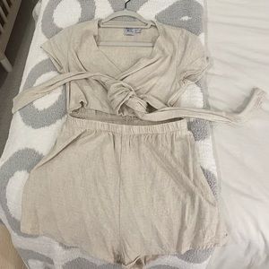 Ragnar Tie Front Romper Beige